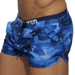 Short De Bain Double Waistband Camouflage Marine