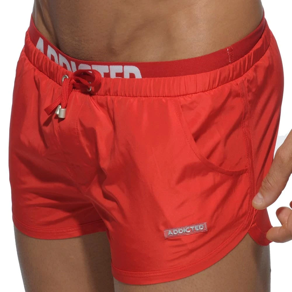 Short De Bain Double Waistband Rouge 1 Short De Bain Double Waistband Rouge