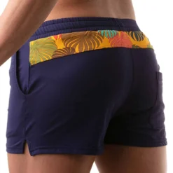 Short De Bain Floral - Marine - Jaune -Boutique De Sous-vêtements short de bain floral marine jaune tof paris 2