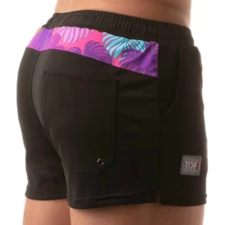 Short De Bain Floral - Noir - Rose -Boutique De Sous-vêtements short de bain floral noir rose tof paris 2
