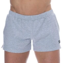Short De Sport Coton Gris Chiné