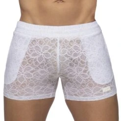Short Dentelle Florale Blanc