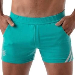 Short Paris Bleu Turquoise - Blanc