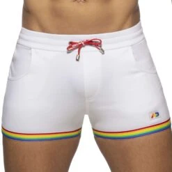 Short Rainbow Tape Coton Blanc
