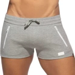 Short Sport Double Zip Gris Chiné