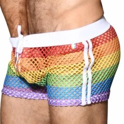 Short Stripe Mesh Pride Arc-en-ciel