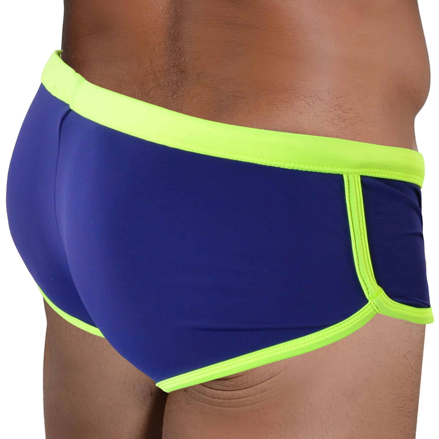 Shorty De Bain Bleu Marine - Jaune Fluo 1 Shorty De Bain Bleu Marine - Jaune Fluo