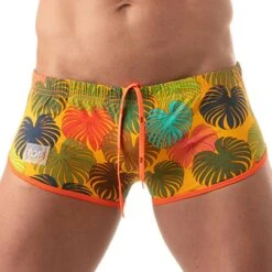 Shorty De Bain Brésilien Floral Jaune