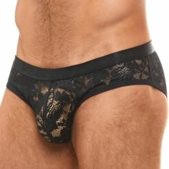 Slip Classique Dentelle Florale Noir