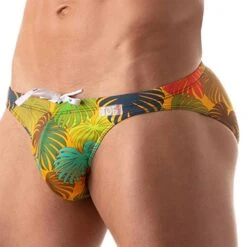 Slip De Bain Bikini Floral Jaune