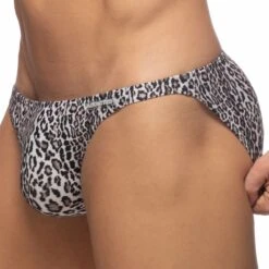 Slip De Bain Mini Bikini Léopard Gris