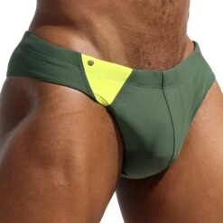 Slip De Bain Pintoso Olive -Boutique De Sous-vêtements slip de bain pintoso olive rufskin 2