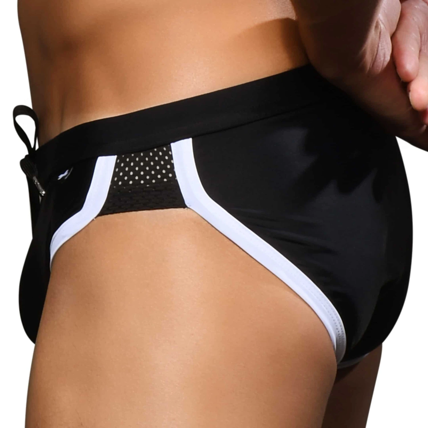 Slip De Bain Retro Mesh Noir 2 Slip De Bain Retro Mesh Noir – Image 2