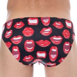 Slip De Bain Sexy Mouth Noir -Boutique De Sous-vêtements slip de bain sexy mouth noir sweet banana 2