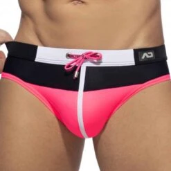 Slip De Bain Spike Noir - Rose Fluo