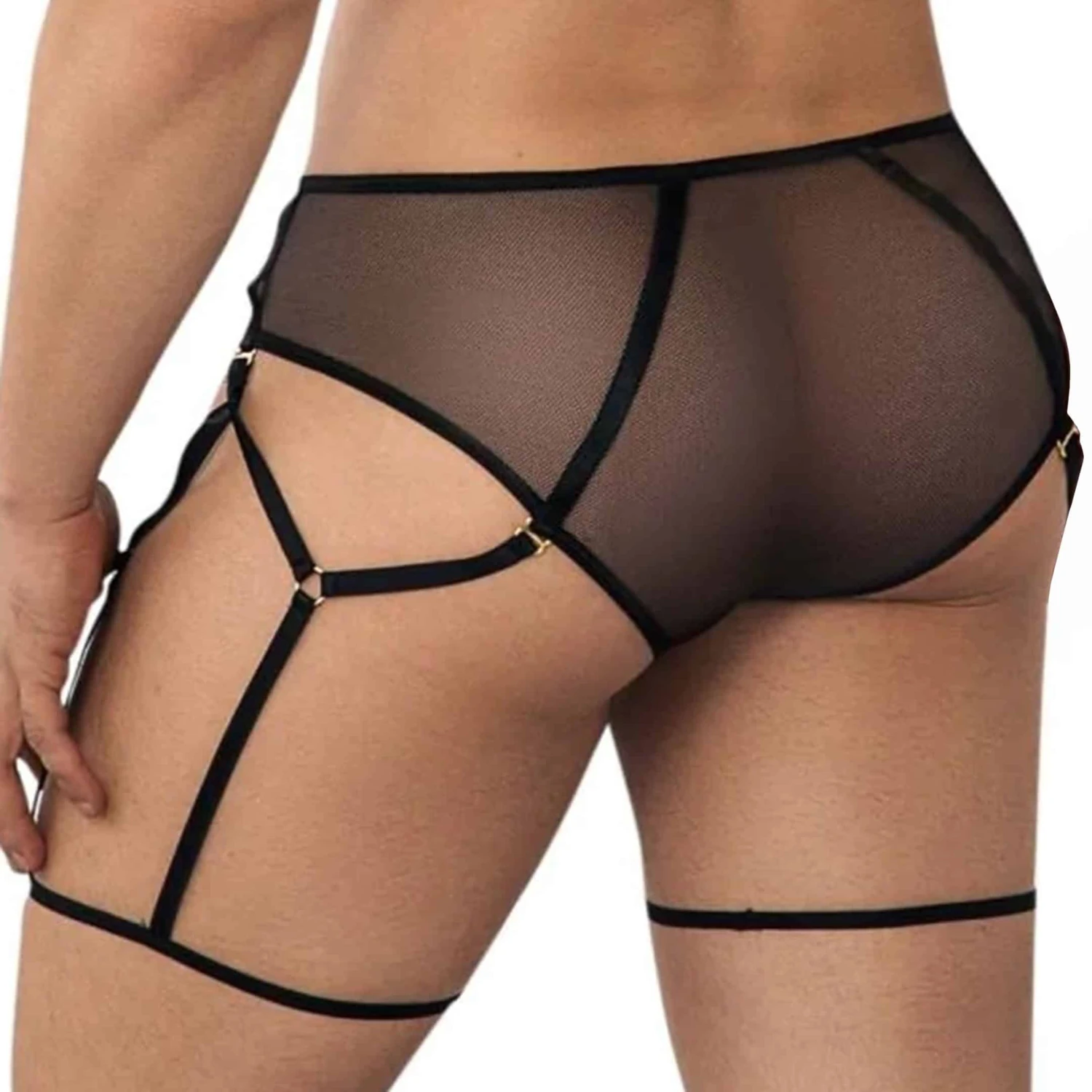Slip Jarretière Mesh Noir 1 Slip Jarretière Mesh Noir