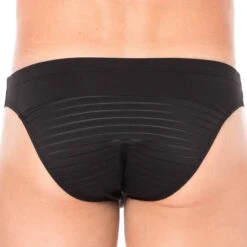 Slip Microfibre Rayé Noir