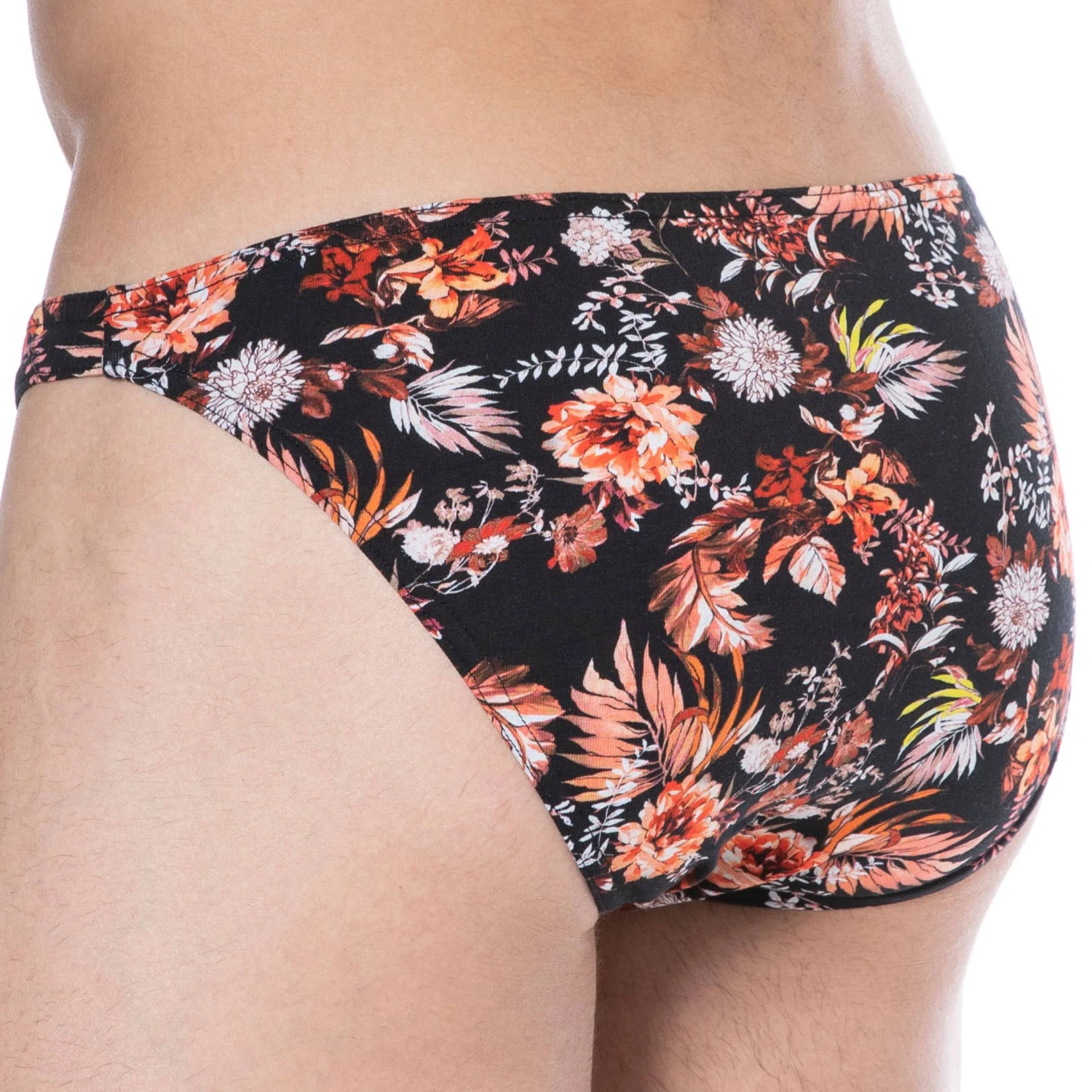 Slip Mini Coton Floral Noir - Orange 2 Slip Mini Coton Floral Noir - Orange – Image 2