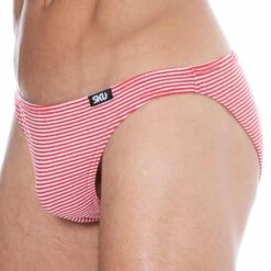 Slip Mini Coton Rayure Rouge - Blanc