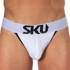 Slip Tanga Logo Coton Blanc