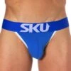 Slip Tanga Logo Coton Bleu Roi