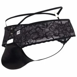 String Dentelle 99647 Noir -Boutique De Sous-vêtements string dentelle simili cuir noir candyman 4