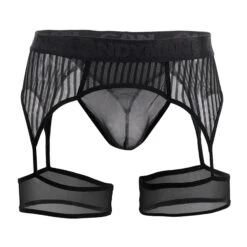 String Porte-Jarretelle Rayé Noir -Boutique De Sous-vêtements string porte jarretelle raye noir candyman 2