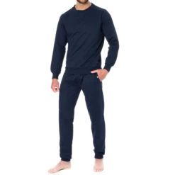 Sweat-Shirt Sport Lounge Bleu Marine -Boutique De Sous-vêtements sweat shirt sport lounge bleu marine hom 3