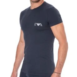 T-Shirt Bold Monogram Coton Bleu Marine - Blanc