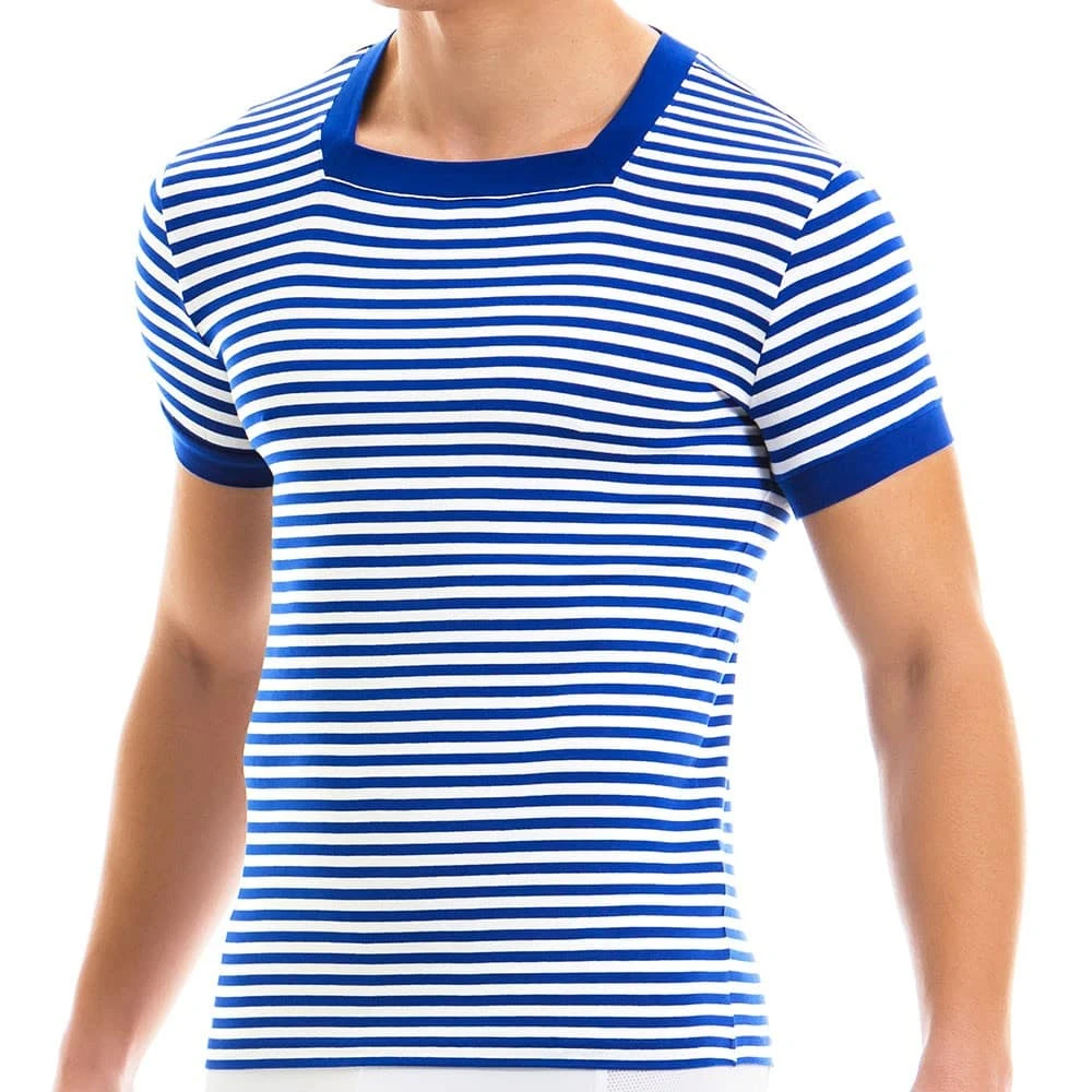 T-Shirt Col Carré Marine Bleu 1 T-Shirt Col Carré Marine Bleu