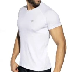 T-Shirt Col V Recycled Rib Blanc