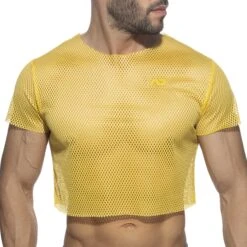 T-Shirt Crop Mesh Jaune