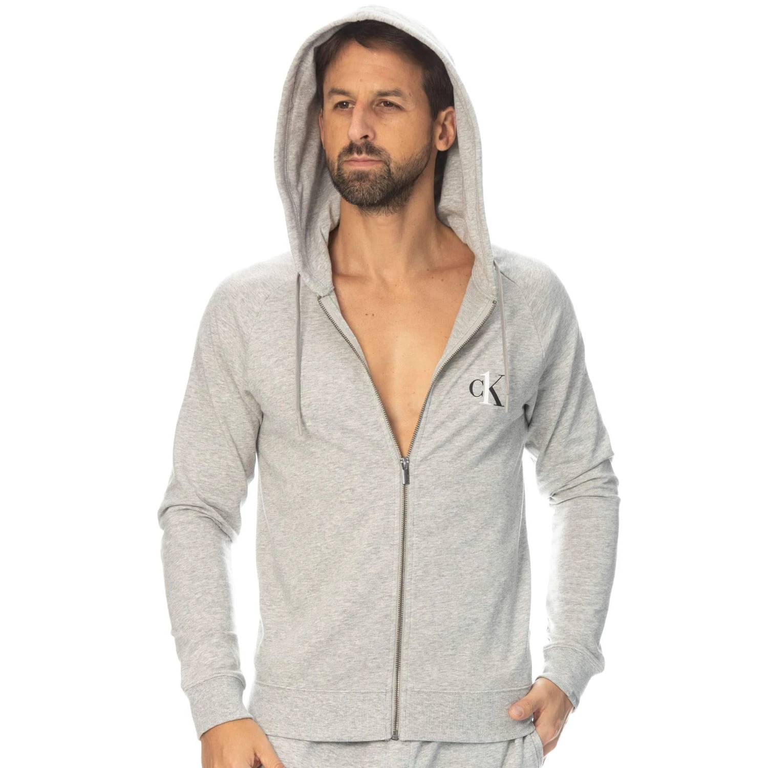 Veste à Capuche Ck One Gris Chiné 4 Veste à Capuche Ck One Gris Chiné – Image 4