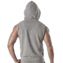 Veste à Capuche Sans Manche Gris Chiné -Boutique De Sous-vêtements veste a capuche sans manche gris chine tof paris 5