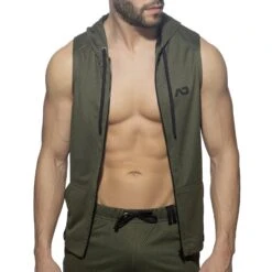 Veste à Capuche Sans Manche Loop Mesh Kaki 5 Veste à Capuche Sans Manche Loop Mesh Kaki -Boutique De Sous-vêtements veste a capuche sans manche loop mesh kaki addicted 2