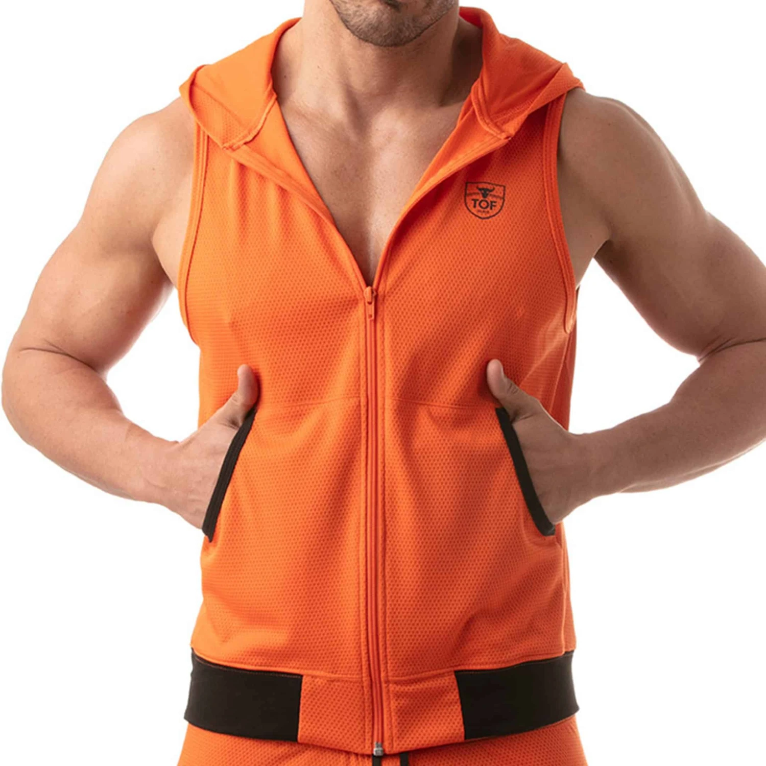 Veste Athletic Hoody Mesh Orange 3 Veste Athletic Hoody Mesh Orange – Image 3