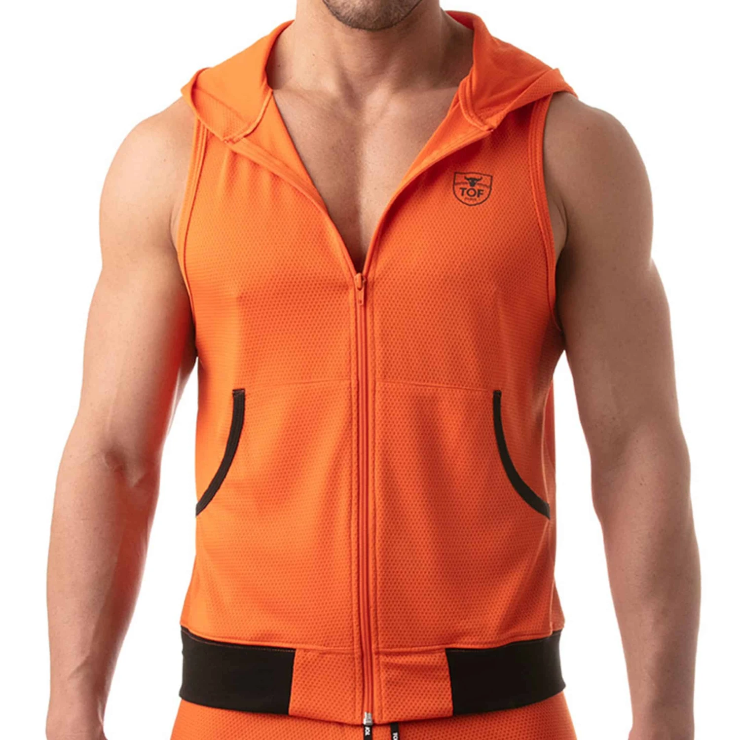 Veste Athletic Hoody Mesh Orange 1 Veste Athletic Hoody Mesh Orange